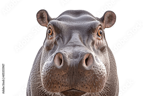 Hippo Face Shot Isolated on Transparent Background. AI