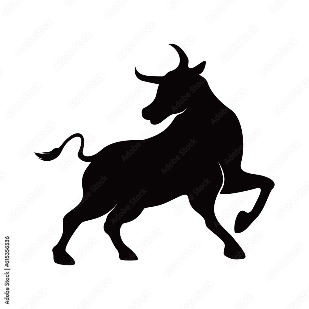 black bull silhouette design. wild buffalo sign and symbol. black bull silhouette design. wild buffalo sign and symbol.