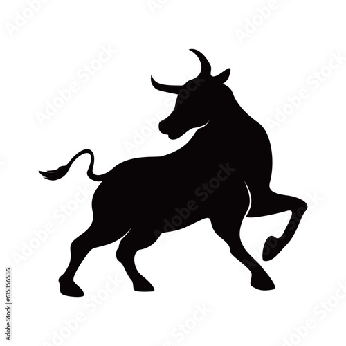 black bull silhouette design. wild buffalo sign and symbol. © redranger