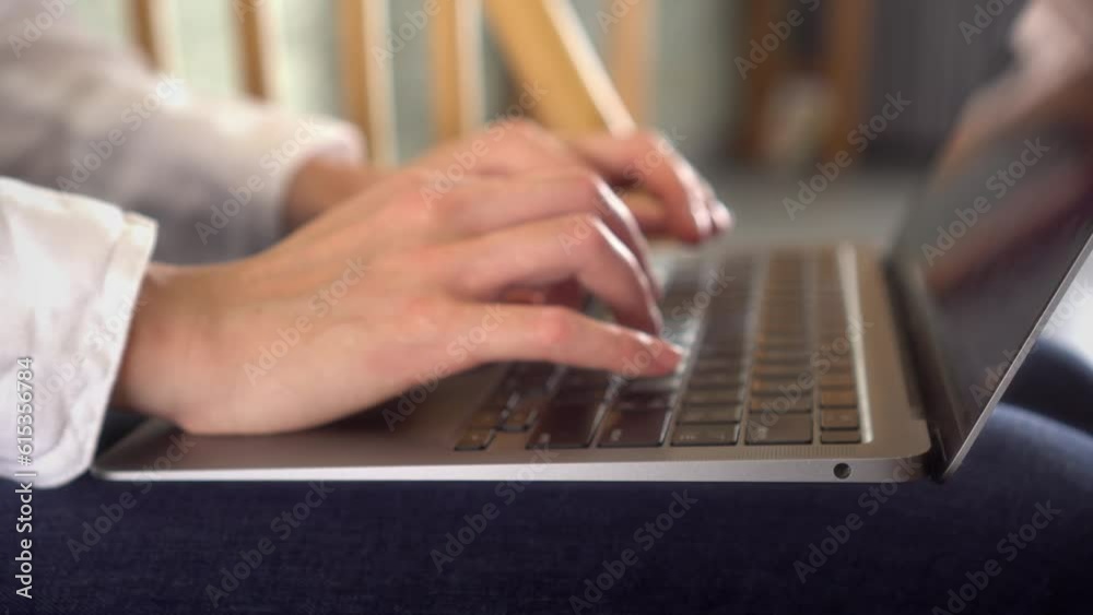 Closeup shot of business woman working on laptop at home. remote work Closeup shot of business woman working on laptop at home. remote work