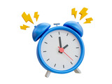 3d minimal quick time concept. urgent work. fast service. alarm clock with thunder icon. 3d illustration.