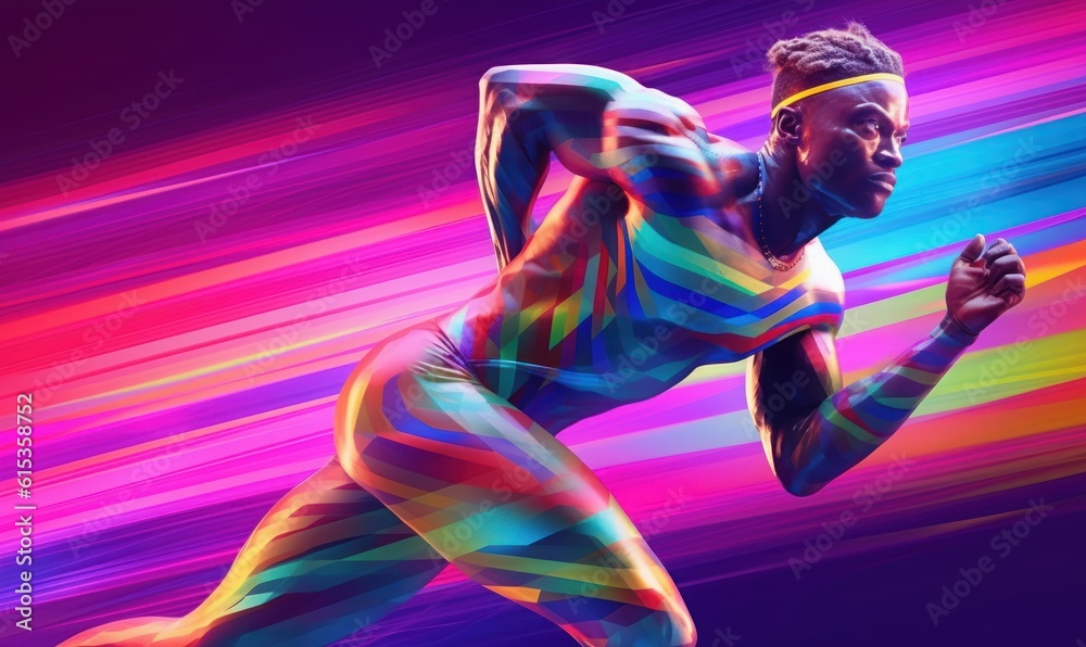 Professional Athlete Male in Sport Action, Sport Man Illustration on