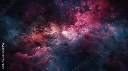 Abstract burgundy galaxy space background, colorful cosmos universe backdrop