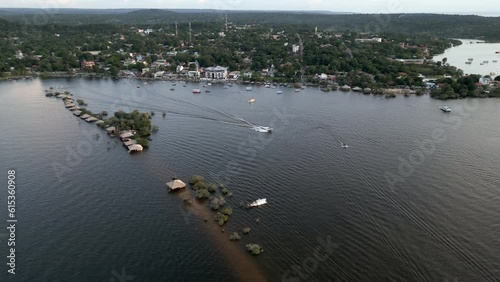 Aerial over alter do Chao Love Island (Ilha do Amor) during the rainy season in the State of Pará, Brazil amazon rainforest