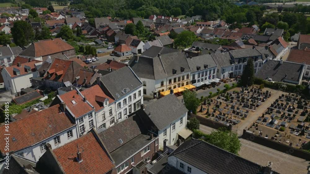 Tilt down drone shot over the beautiful historic municipality of Maasgouw in thorn province limburg Tilt down drone shot over the beautiful historic municipality of Maasgouw in thorn province limburg