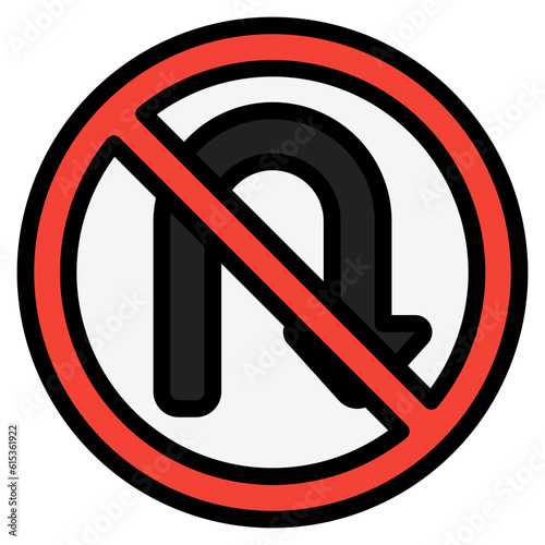 U turn icon in filled line style, use for website mobile app presentation