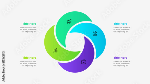 Abstract element is divided into 4 parts. Business data visualization for presentation. Vector infographic diagram