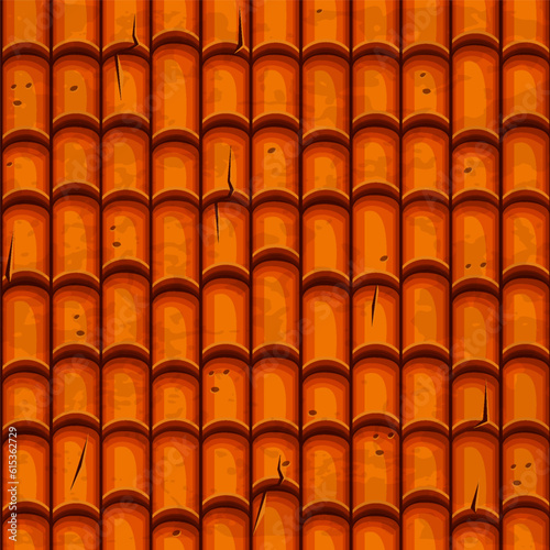 Seamless old Ceramic Roof Tile. Vector Seamless texture