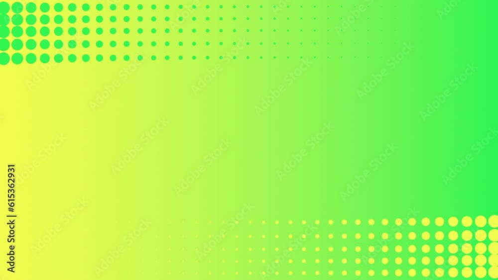 Dot or Halftone moving with a color green yellow gradient background