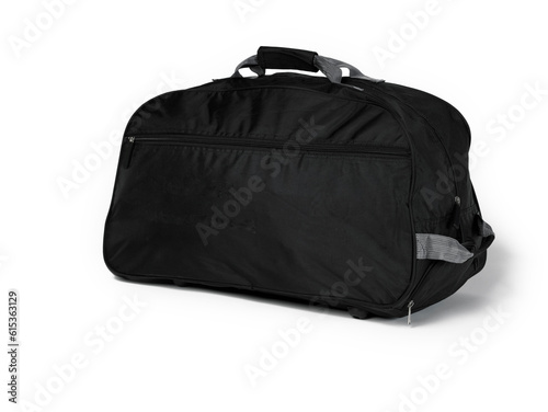 Travel bag in black color. Isolated white background. Baggage