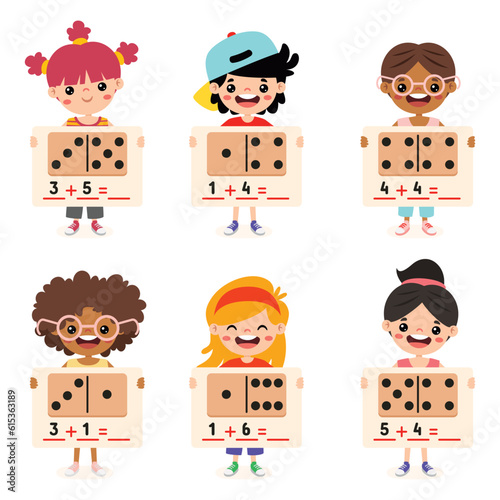 Kids Holding Math Exercise Worksheets