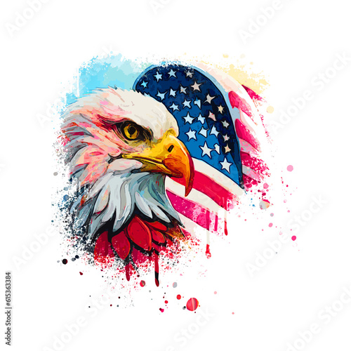 Photo Eagle Design with American Flag