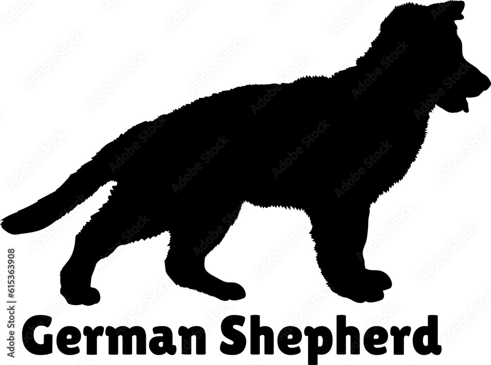 German Shepherd Dog puppies silhouette. Baby dog silhouette. Puppy