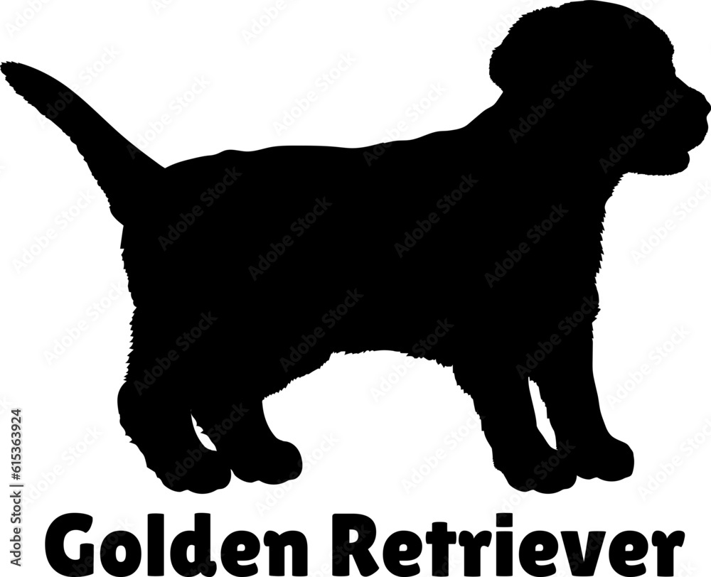 Golden Retriever Dog puppies silhouette. Baby dog silhouette. Puppy