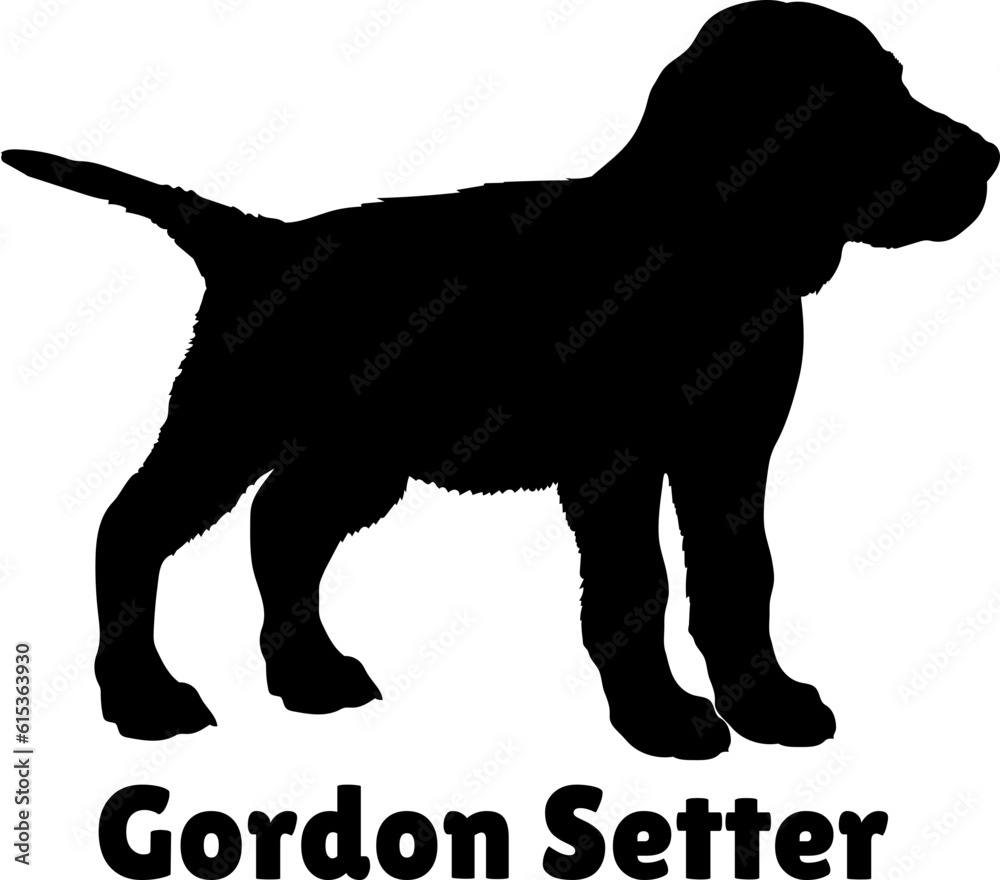 Gordon Setter Dog puppies silhouette. Baby dog silhouette. Puppy
