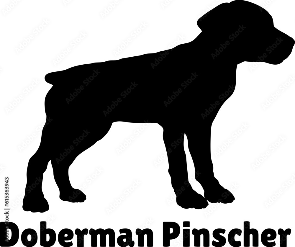  Doberman Pinscher Dog puppies silhouette. Baby dog silhouette. Puppy