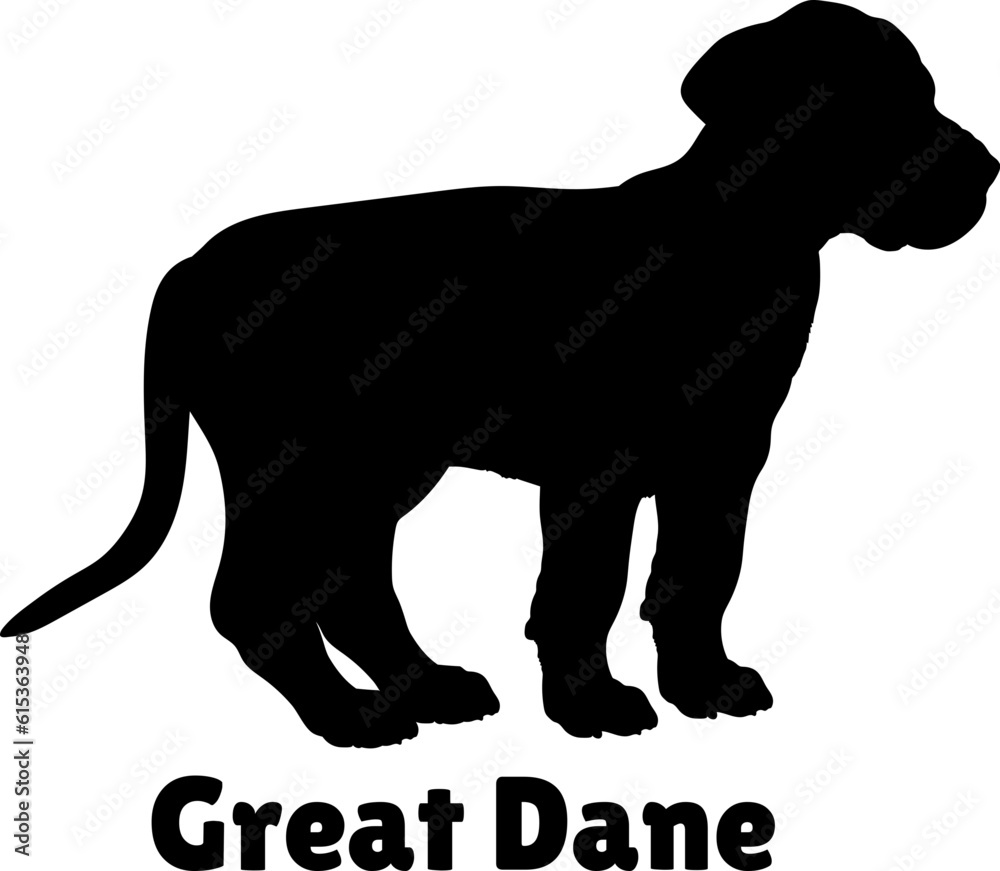 Great Dane Dog puppies silhouette. Baby dog silhouette. Puppy