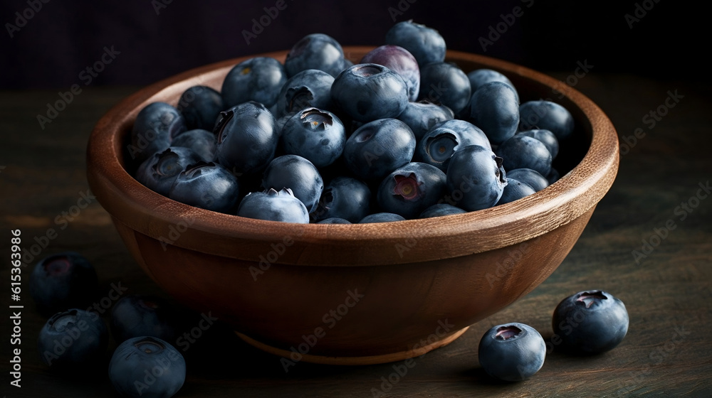 blueberries in a bowl on table