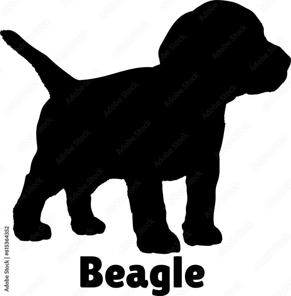 Beagle Dog puppies silhouette. Baby dog silhouette. Puppy