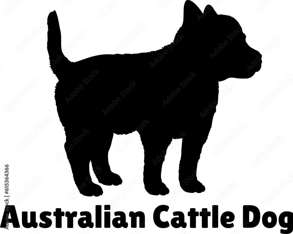 Australian Cattle Dog Dog puppies silhouette. Baby dog silhouette. Puppy
