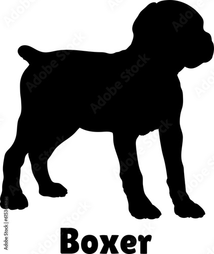 Boxer. Dog puppies silhouette. Baby dog silhouette. Puppy
