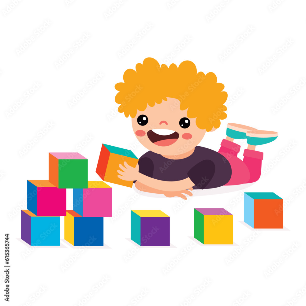 Kid Playing With Building Blocks Kid Playing With Building Blocks