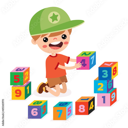 Kid Playing With Building Blocks