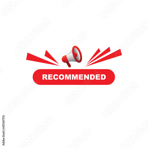 recommended sign on white background