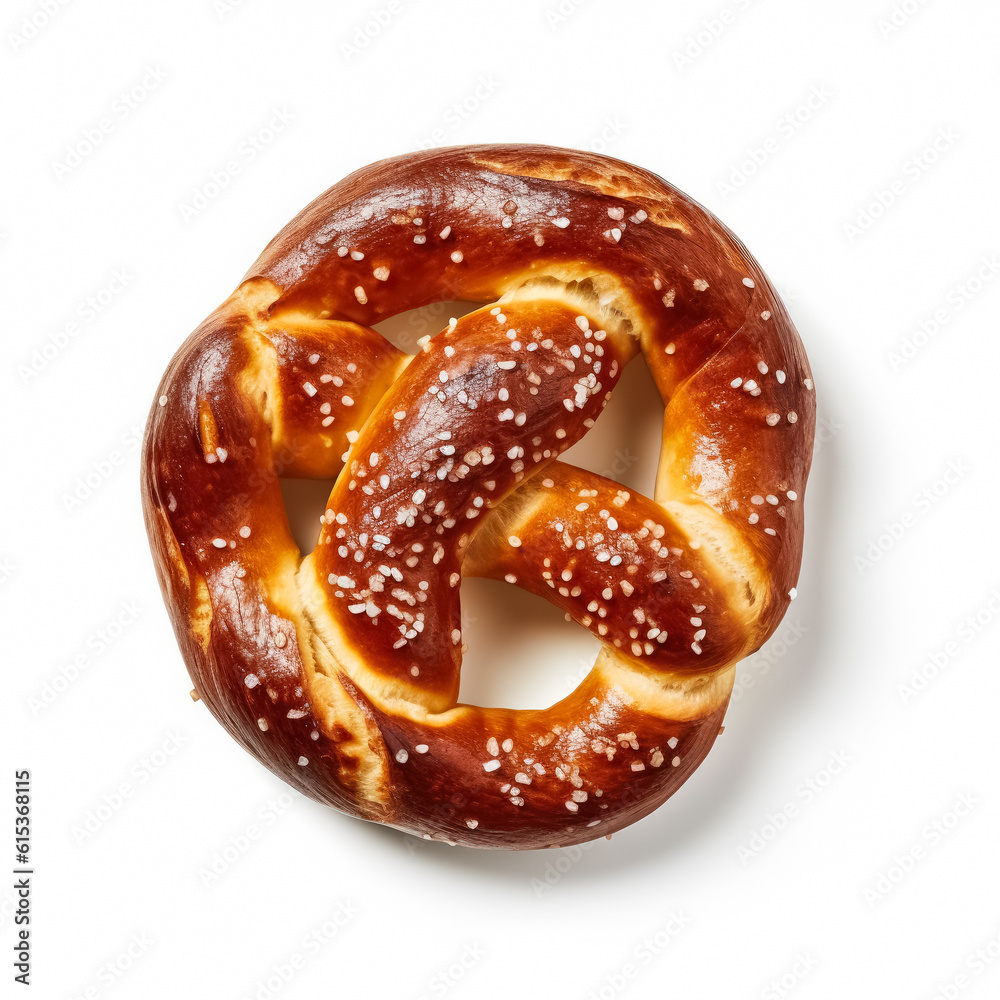 Fototapeta premium Delicious pretzel isolated on white background, generative AI