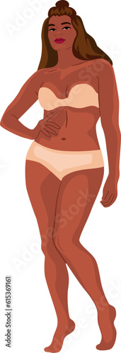 African ethnicity female model, plus-sized. Normalising all body types.