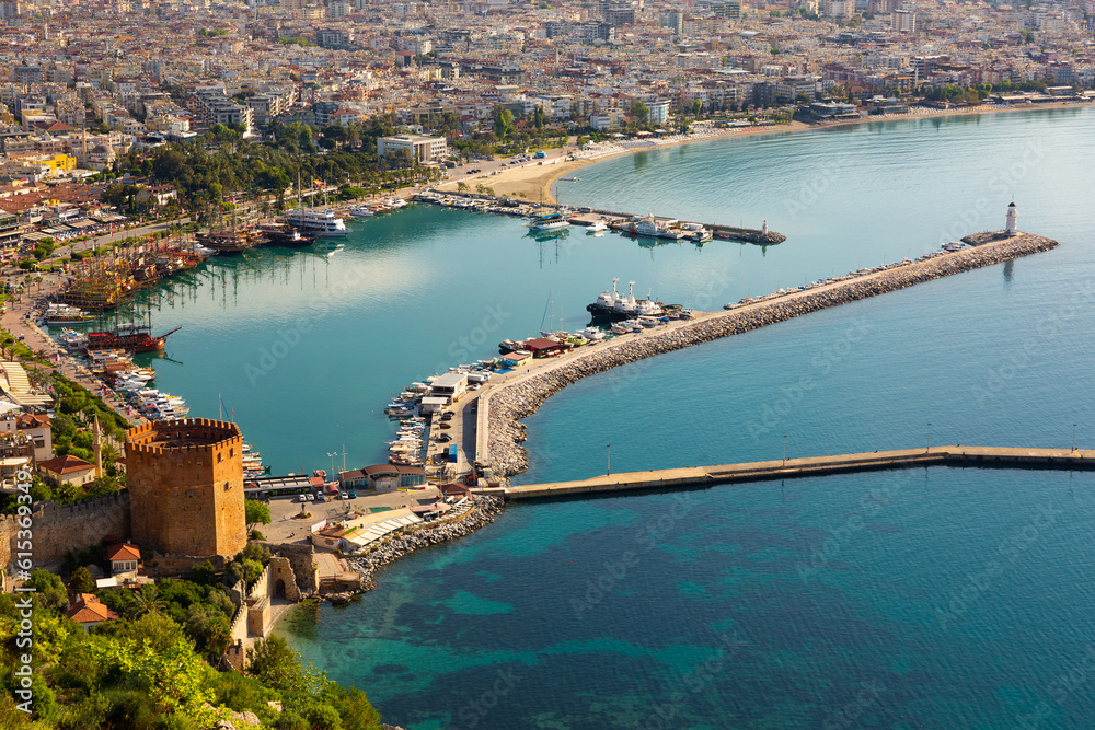 Fototapeta premium View from above of Alanya city, Turkey. High quality photo