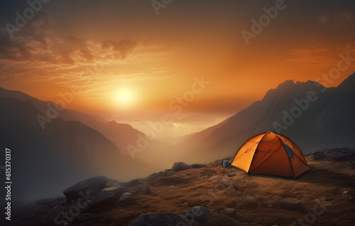 tent in the mountains at sunset © PHdJ