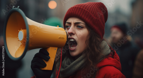 person shouting into megaphone, generative ai © PHdJ