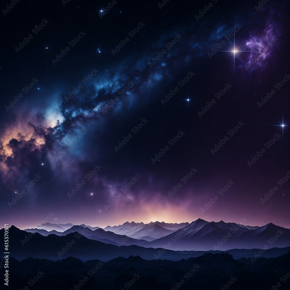 Naklejka premium Wallpaper space stars landscape generative ai