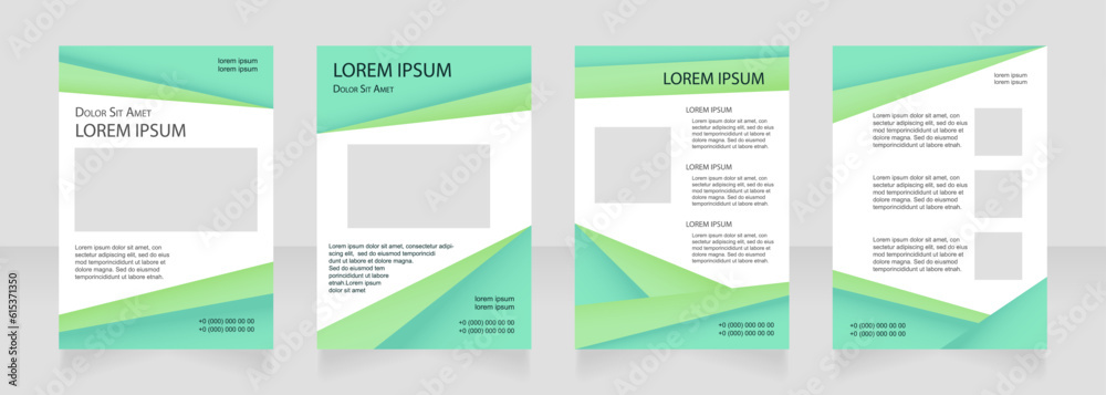 Green eco industry blank brochure layout design. Ecology project. Vertical poster template set with empty copy space for text. Premade corporate reports collection. Editable flyer paper pages