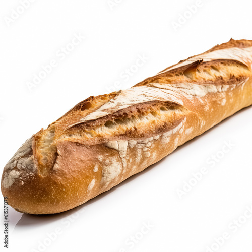 
Delicious baguette isolated on white background, generative AI

