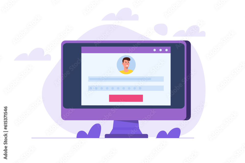 Create an account, Online registration concept. Secure login and password. Vector Illustration.