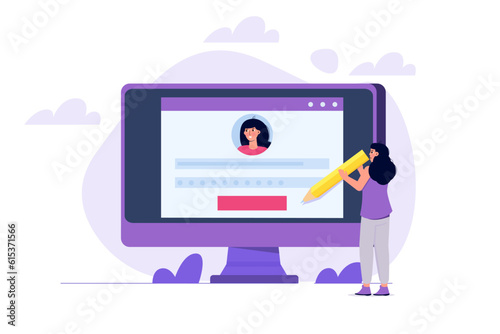 Create an account, Online registration concept. Secure login and password. Vector Illustration.