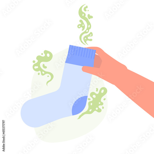 Dirty stinky, Smelly socks concept. Vector Illustration.