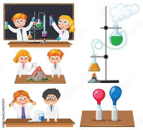 Scientist and student doing chemistry experiment
