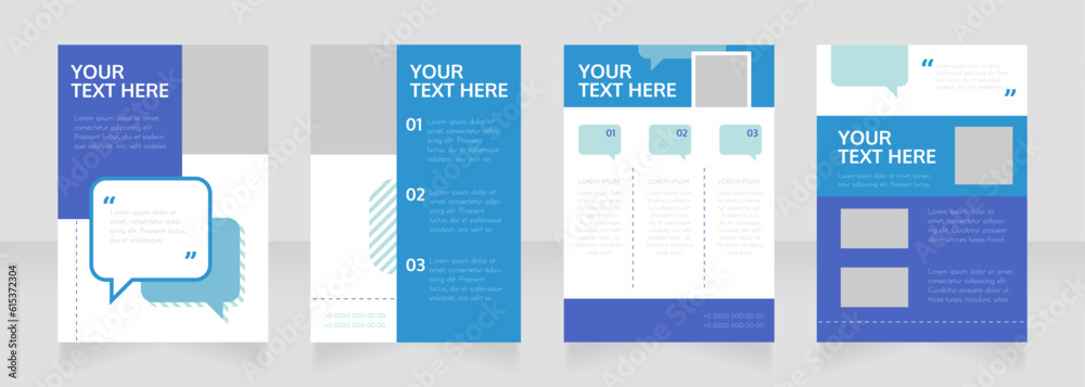 Organization blank brochure layout design. Project info. Vertical poster template set with empty copy space for text. Premade corporate reports collection. Editable flyer paper pages Organization blank brochure layout design. Project info. Vertical poster template set with empty copy space for text. Premade corporate reports collection. Editable flyer paper pages