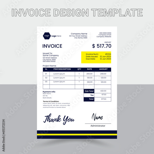  invoice template design Free Vector 