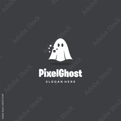modern pixel ghost logo design icon template