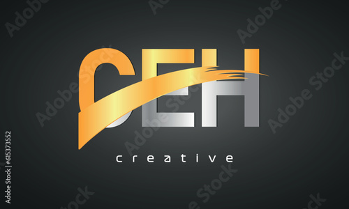 CEH Letters Logo Design with Creative Intersected and Cutted photo