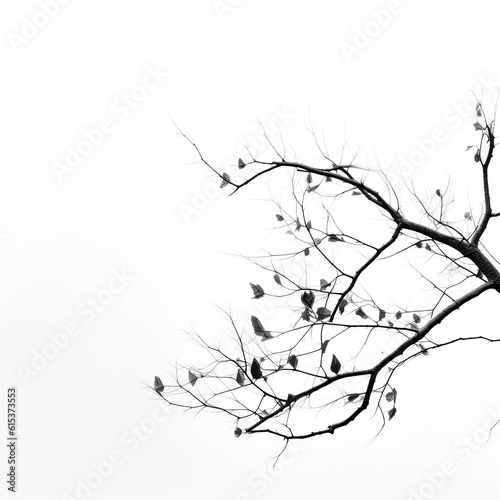 Minimalist Beauty: Illustration of Leafless Tree Branch on White Background