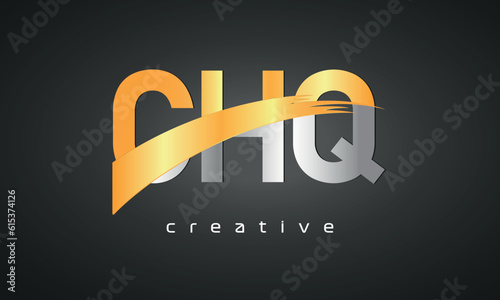 CHQ Letters Logo Design with Creative Intersected and Cutted photo