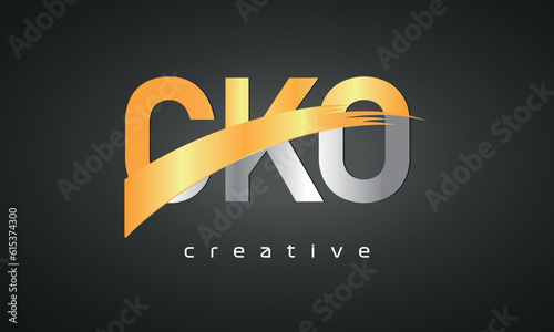 CKO Letters Logo Design with Creative Intersected and Cutted photo