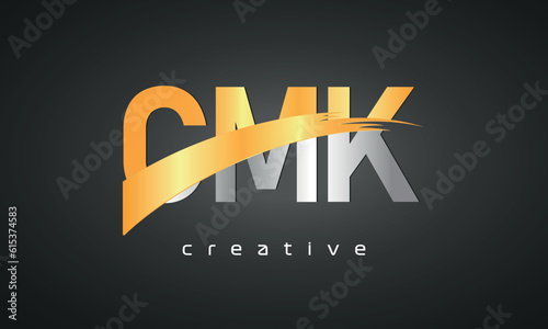 CMK Letters Logo Design with Creative Intersected and Cutted photo