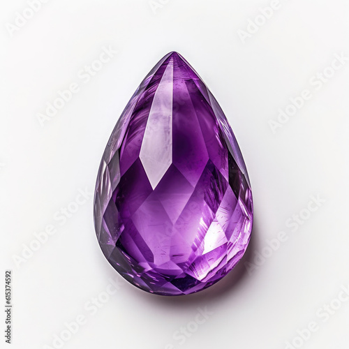 Tear shaped amethyst deep purple color, HD , On White Background , Generative Ai