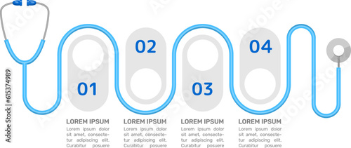 General practitioner support blue infographic chart design template. Abstract vector infochart with blank copy spaces. Instructional graphics with 4 step sequence. Visual data presentation